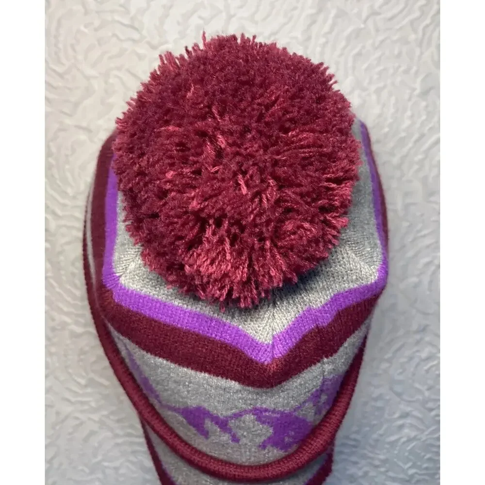 Colorado Beanie Pom Pom Maroon purple Acrylic One Size Fits Most - Picture 6 of 15